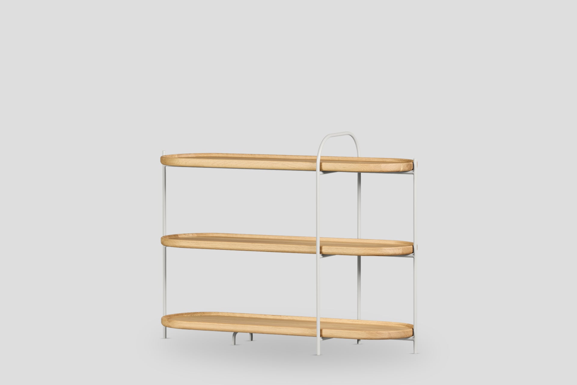 Royere Konsol 3 Katlı Meşe Ahşap Tablalı