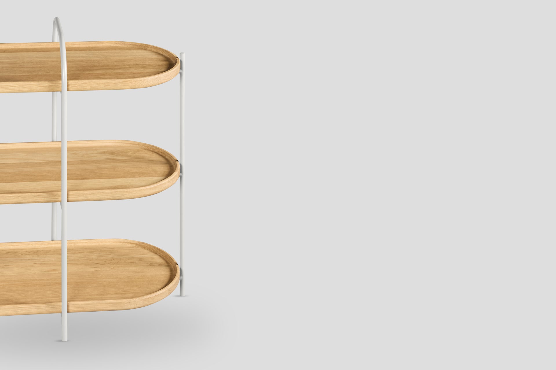 Royere Konsol 3 Katlı Meşe Ahşap Tablalı