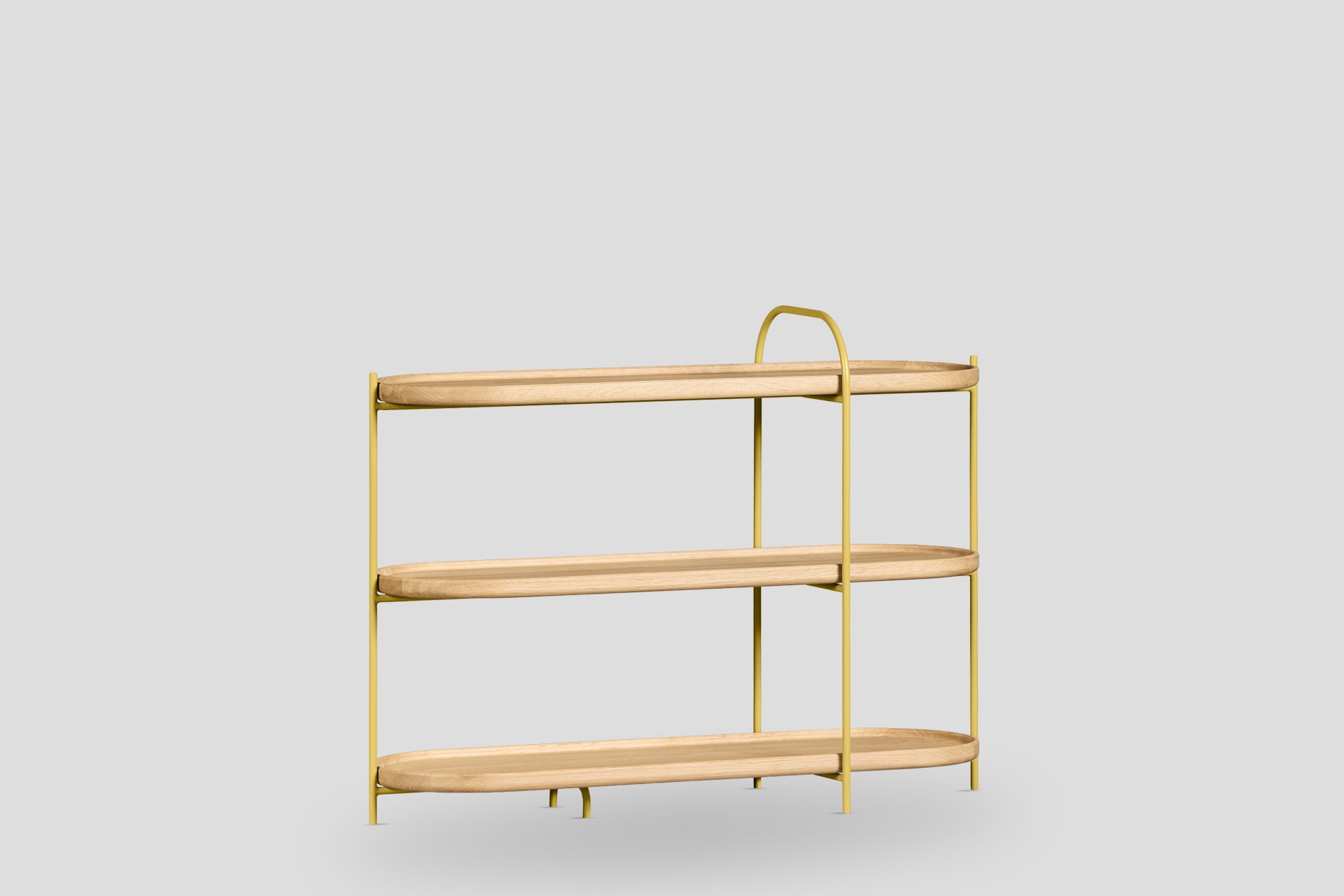 Royere Konsol 3 Katlı Meşe Ahşap Tablalı