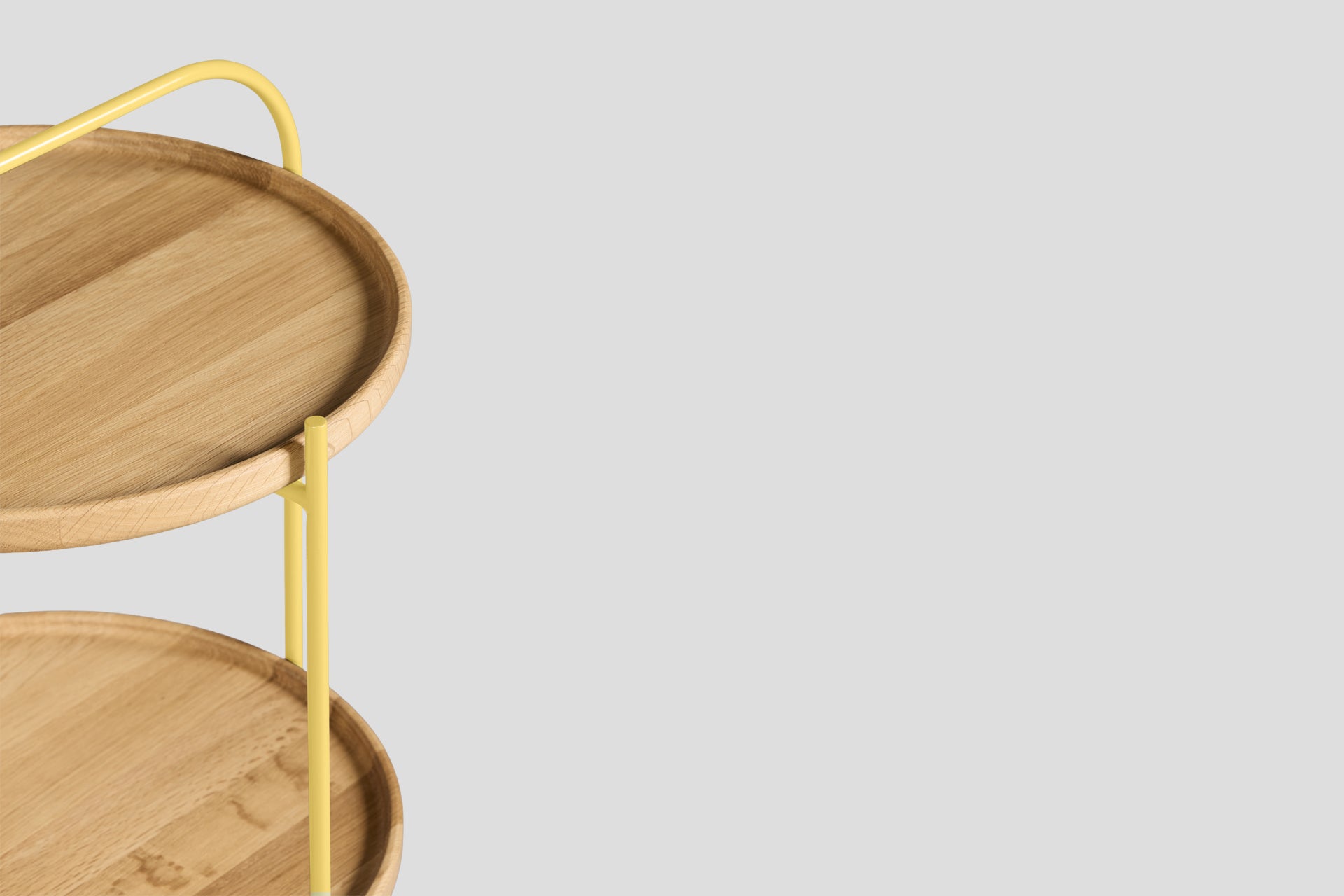 Royere Yan Sehpa Meşe Ahşap Tablalı