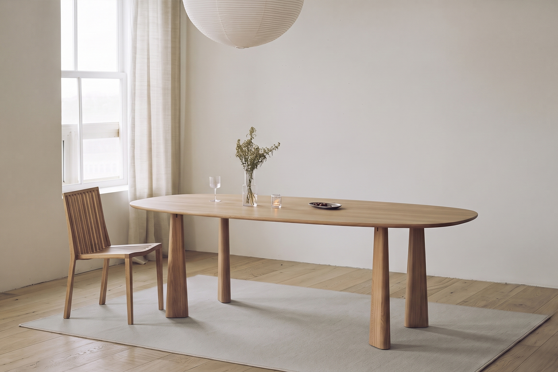 Filika Oval Dining Table for 6, Solid Oak, 180 cm