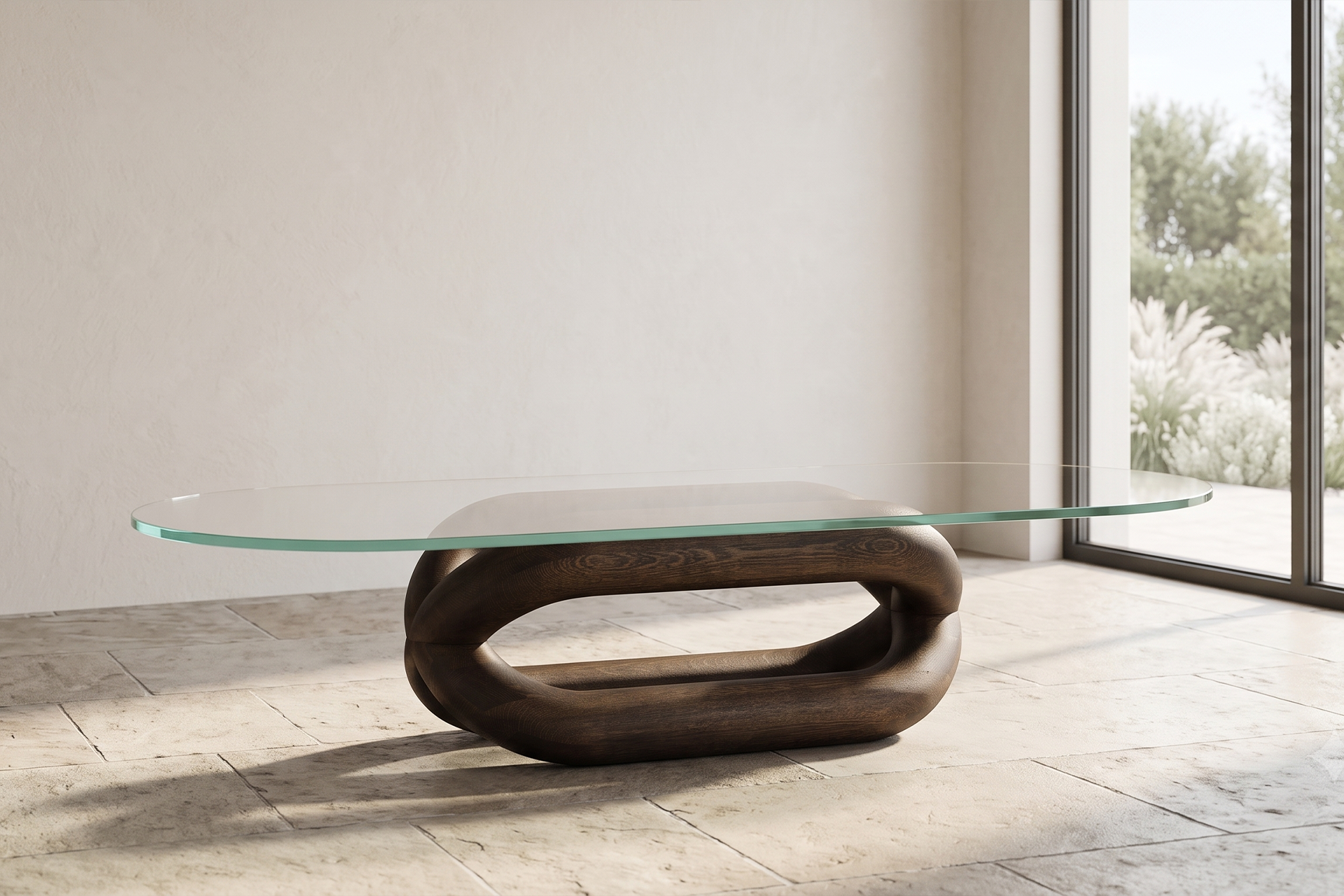 Gudi Oval Coffee Table, Charcoal, Glass Top