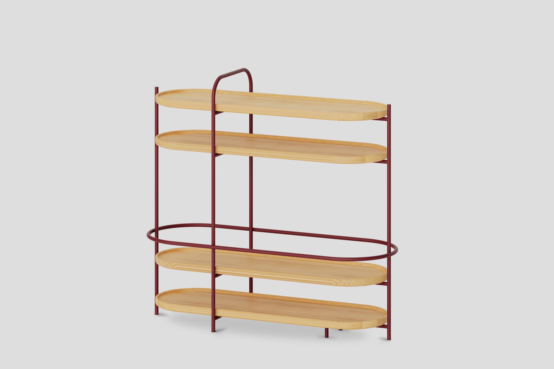 Royere Konsol 4 Katlı Meşe Ahşap Tablalı